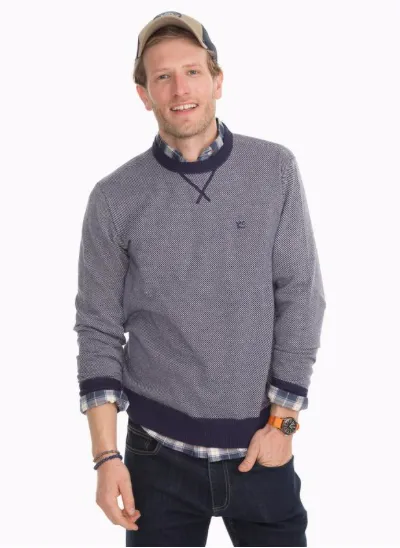 Southern Tide Pacific Highway Twill Crewneck Sweater - True Navy