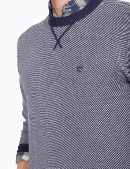 Southern Tide Pacific Highway Twill Crewneck Sweater - True Navy