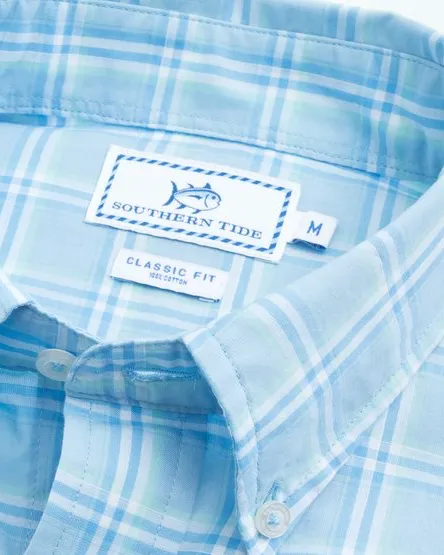 Southern Tide Roadstead Plaid Sport Shirt - Sky Blue
