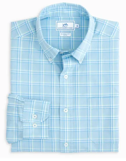 Southern Tide Roadstead Plaid Sport Shirt - Sky Blue