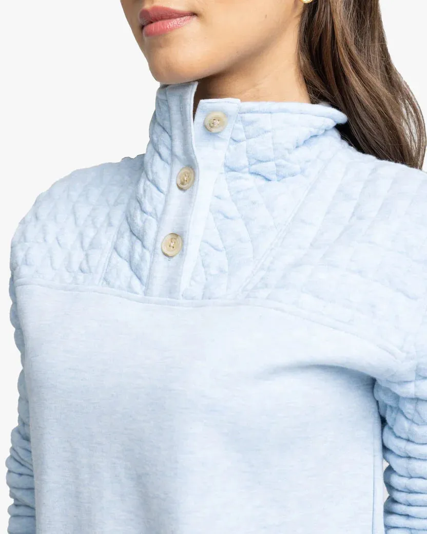 Southern Tide Women's Kelsea Quilted Heather Pullover - Heather Dream Blue