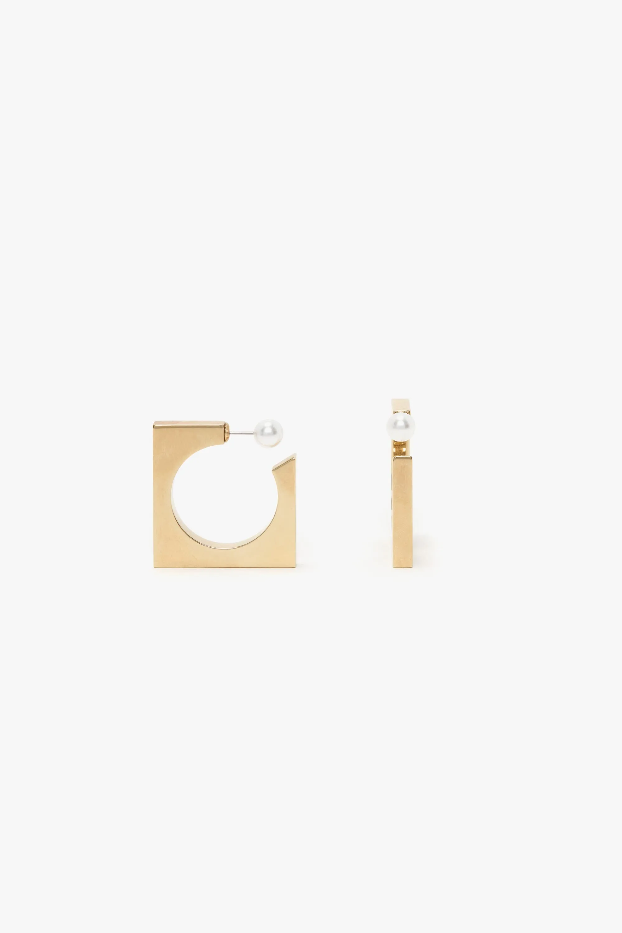 Square Faceted Hoop Earrings In Light Gold Victoria Beckham