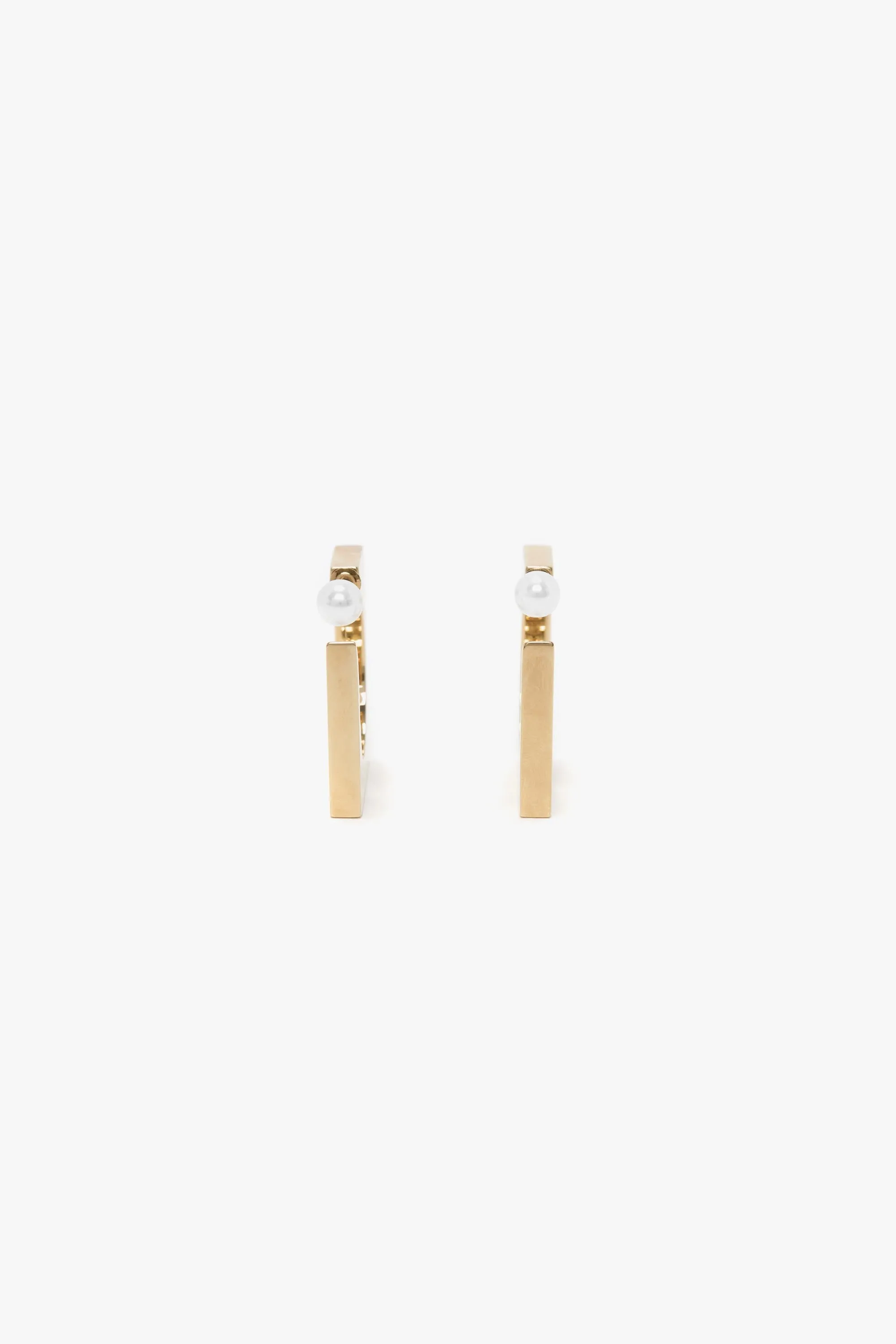 Square Faceted Hoop Earrings In Light Gold Victoria Beckham