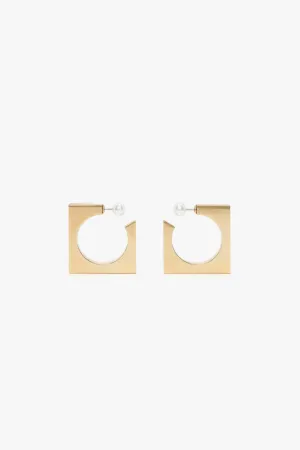 Square Faceted Hoop Earrings In Light Gold Victoria Beckham