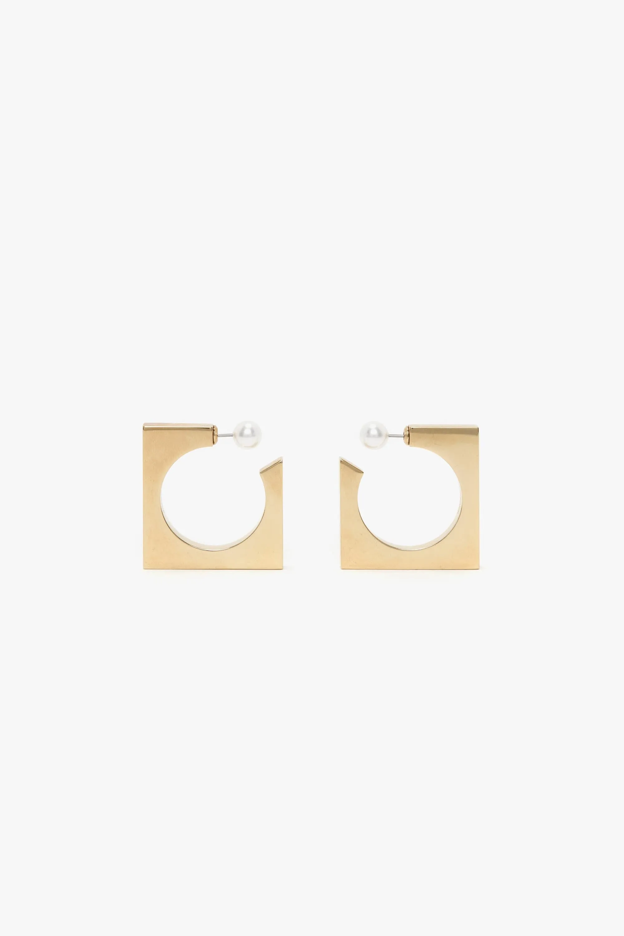 Square Faceted Hoop Earrings In Light Gold Victoria Beckham