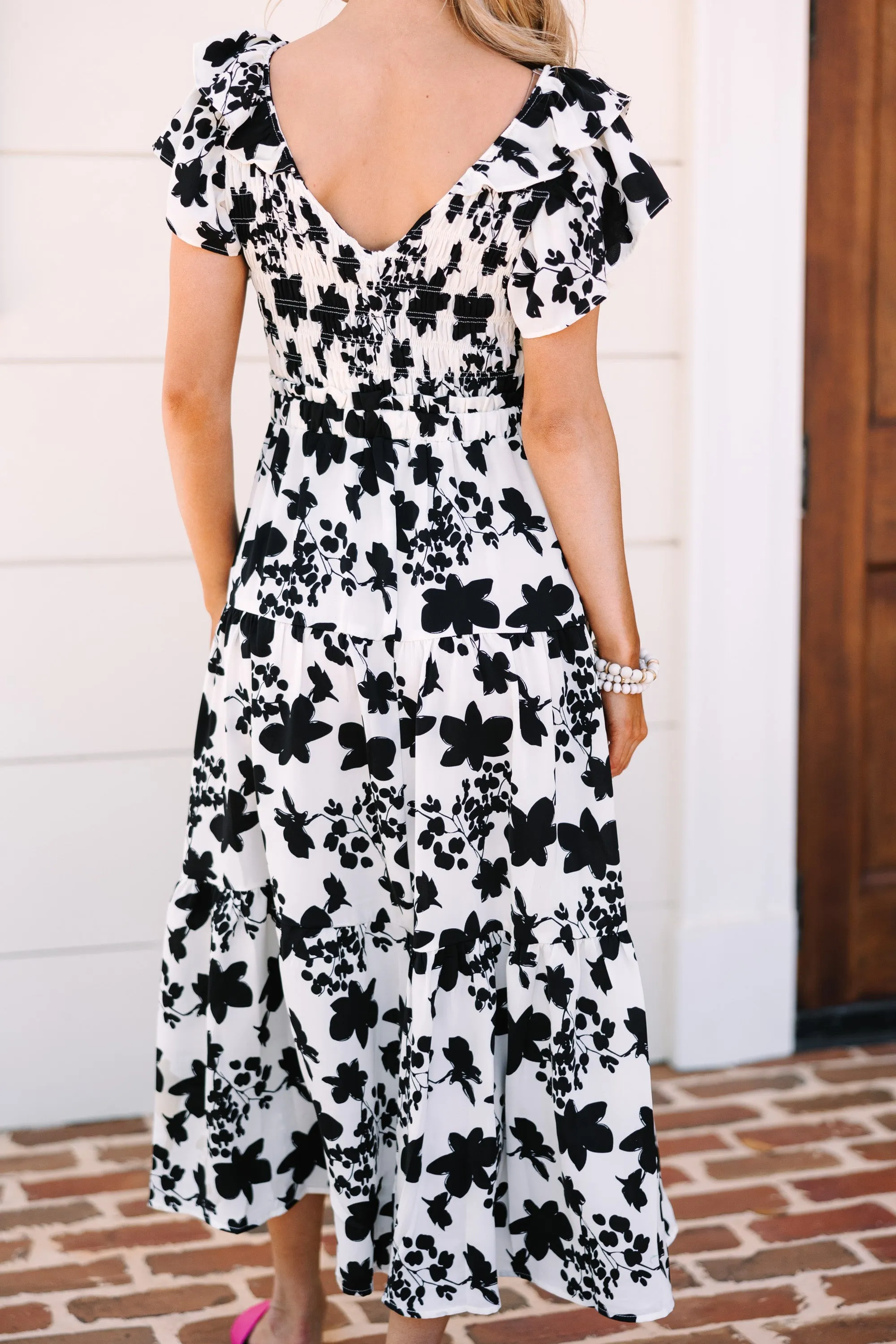 Suit Yourself Black Floral Midi Dress