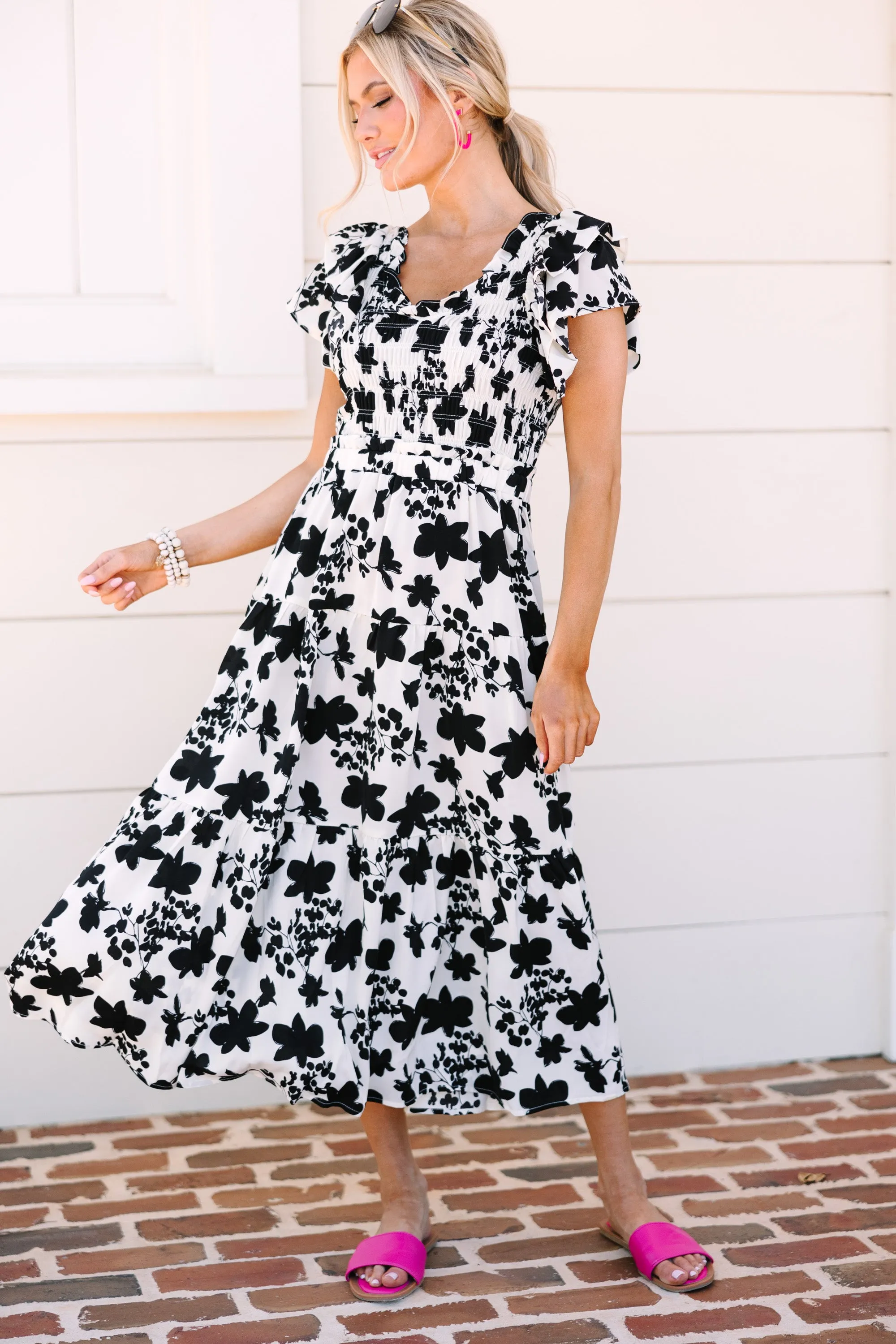 Suit Yourself Black Floral Midi Dress