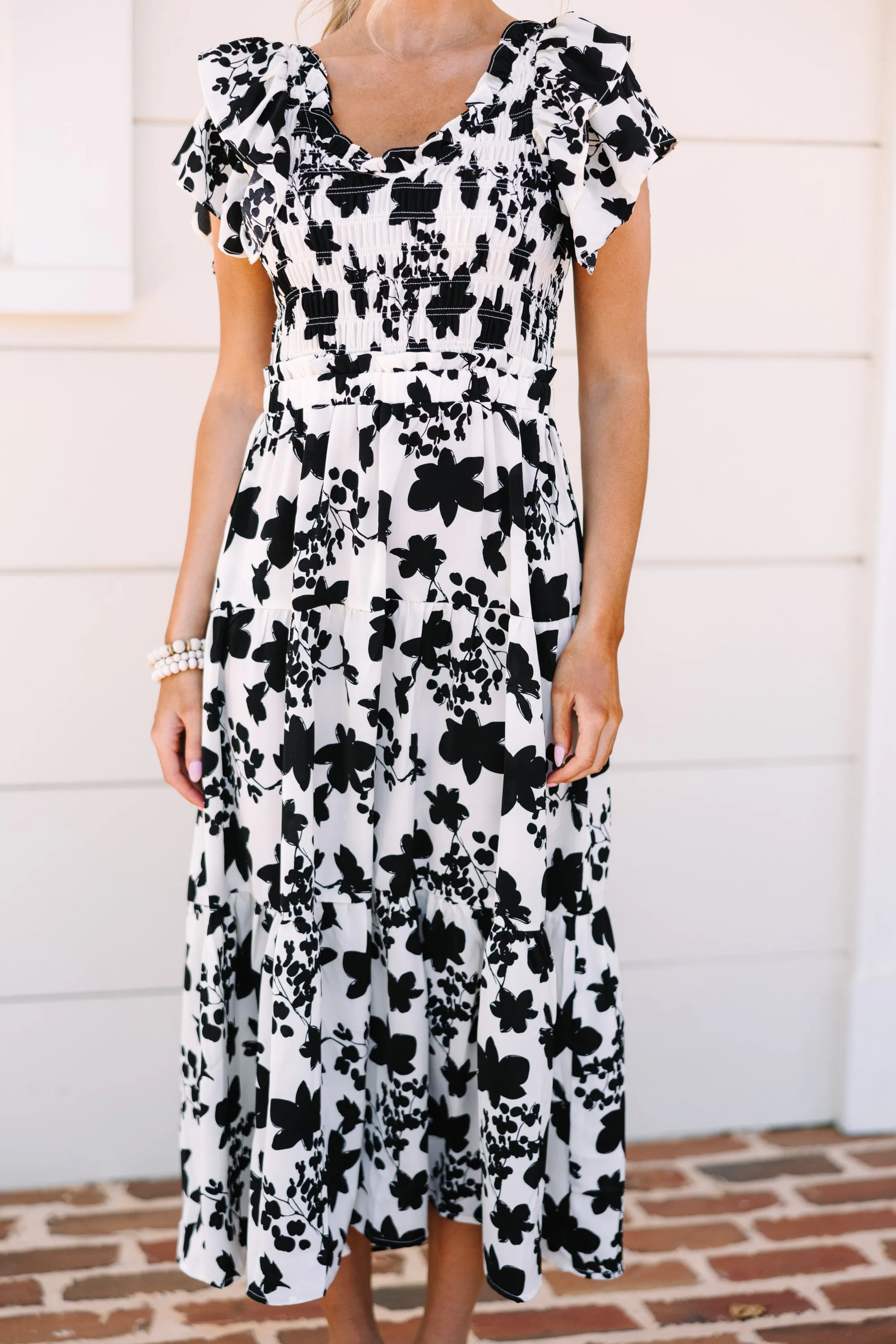 Suit Yourself Black Floral Midi Dress