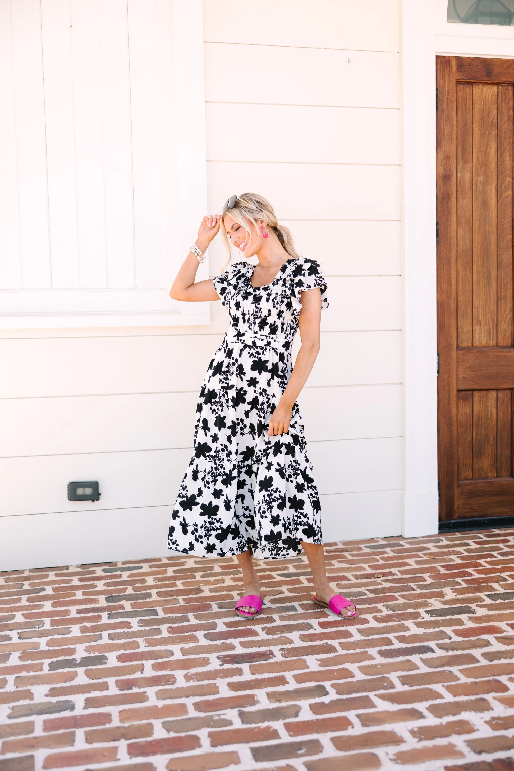 Suit Yourself Black Floral Midi Dress