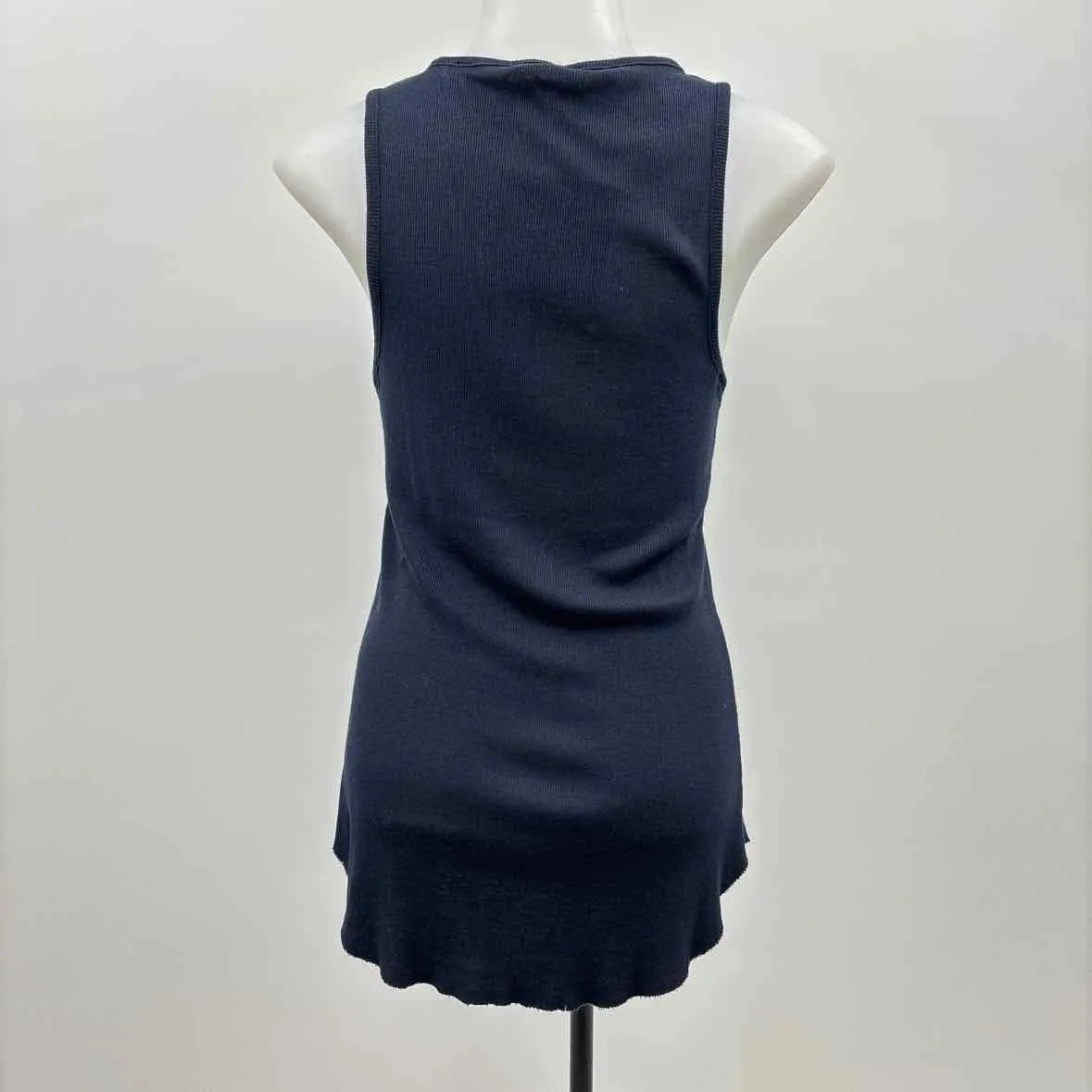 Vince Women's Size L Navy Ribbed Sleeveless Shirt