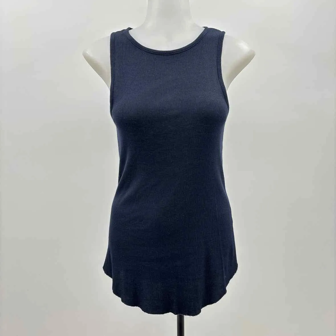 Vince Women's Size L Navy Ribbed Sleeveless Shirt