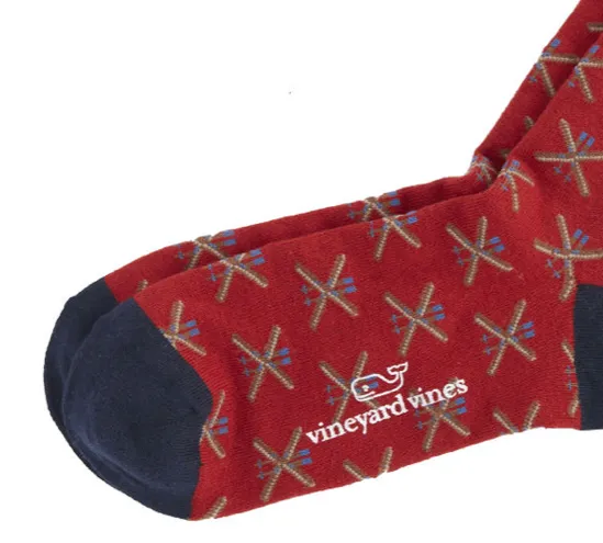 Vineyard Vines Men's Crossed Skis Icon Socks - Calypso Red