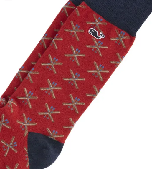 Vineyard Vines Men's Crossed Skis Icon Socks - Calypso Red