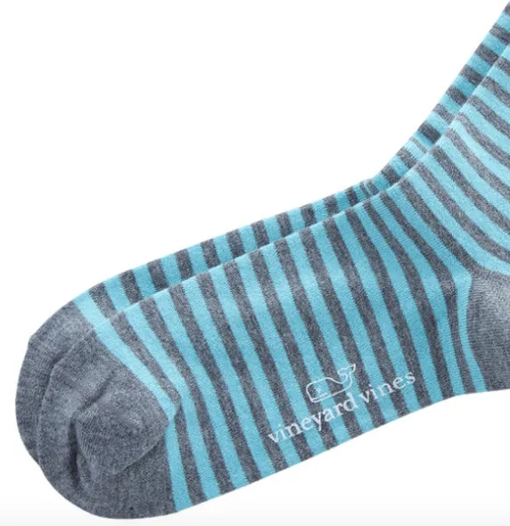 Vineyard Vines Men's Fine Stripe Socks - Capri Blue