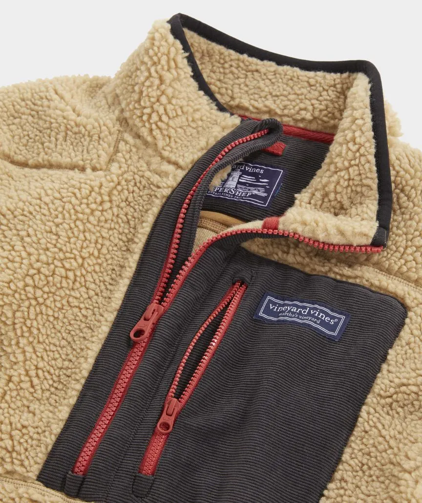 Vineyard Vines Men's Sherpa SuperShep Quarter-Zip - Officer Khaki