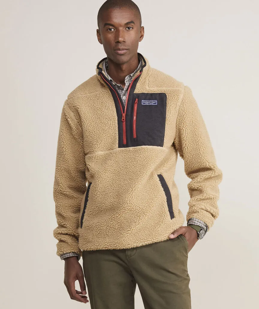 Vineyard Vines Men's Sherpa SuperShep Quarter-Zip - Officer Khaki