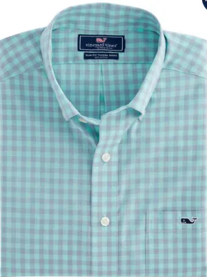 Vineyard Vines West Cay Gingham Slim Tucker Shirt - Marina