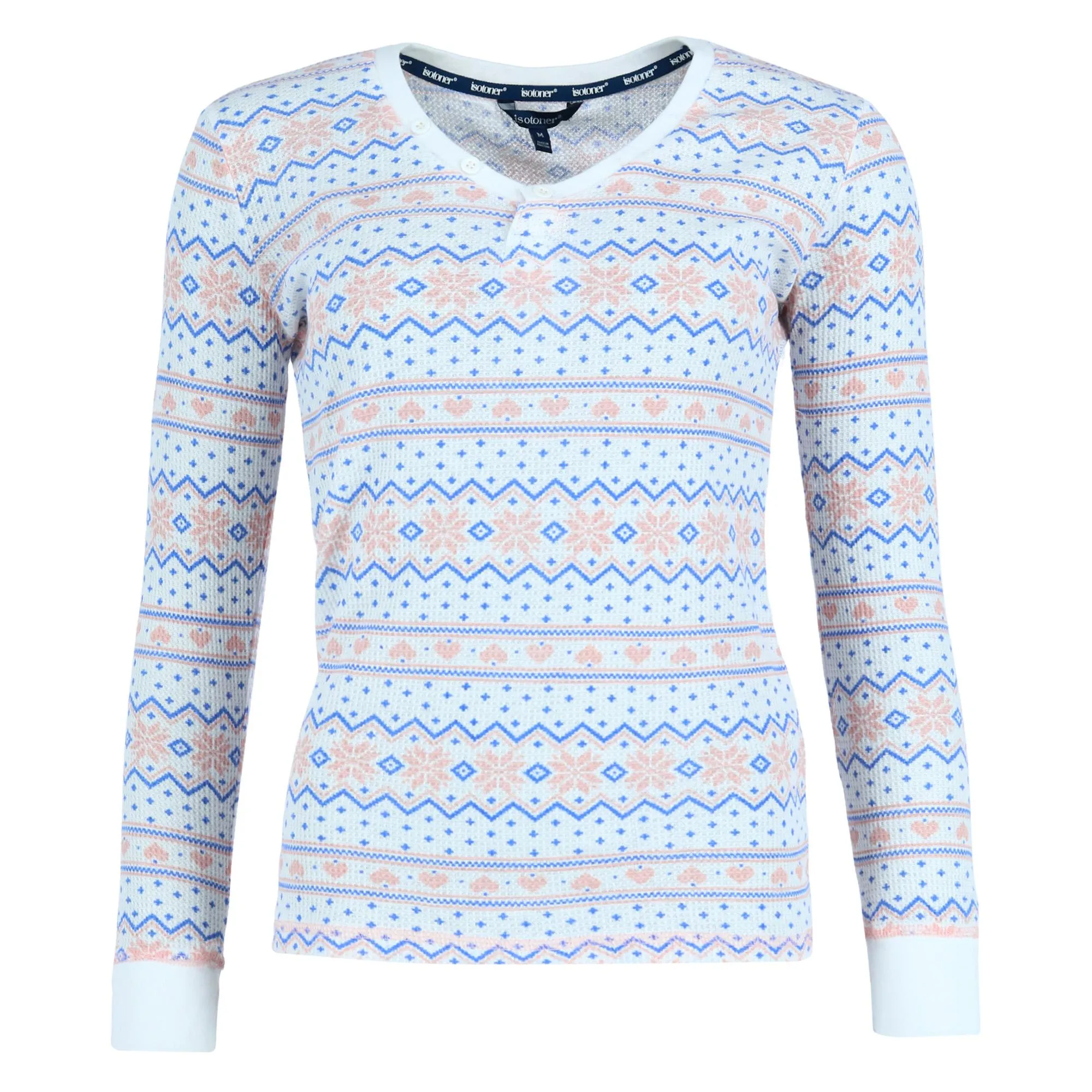 Women's Printed Waffle Weave Thermal Top and Bottom Set