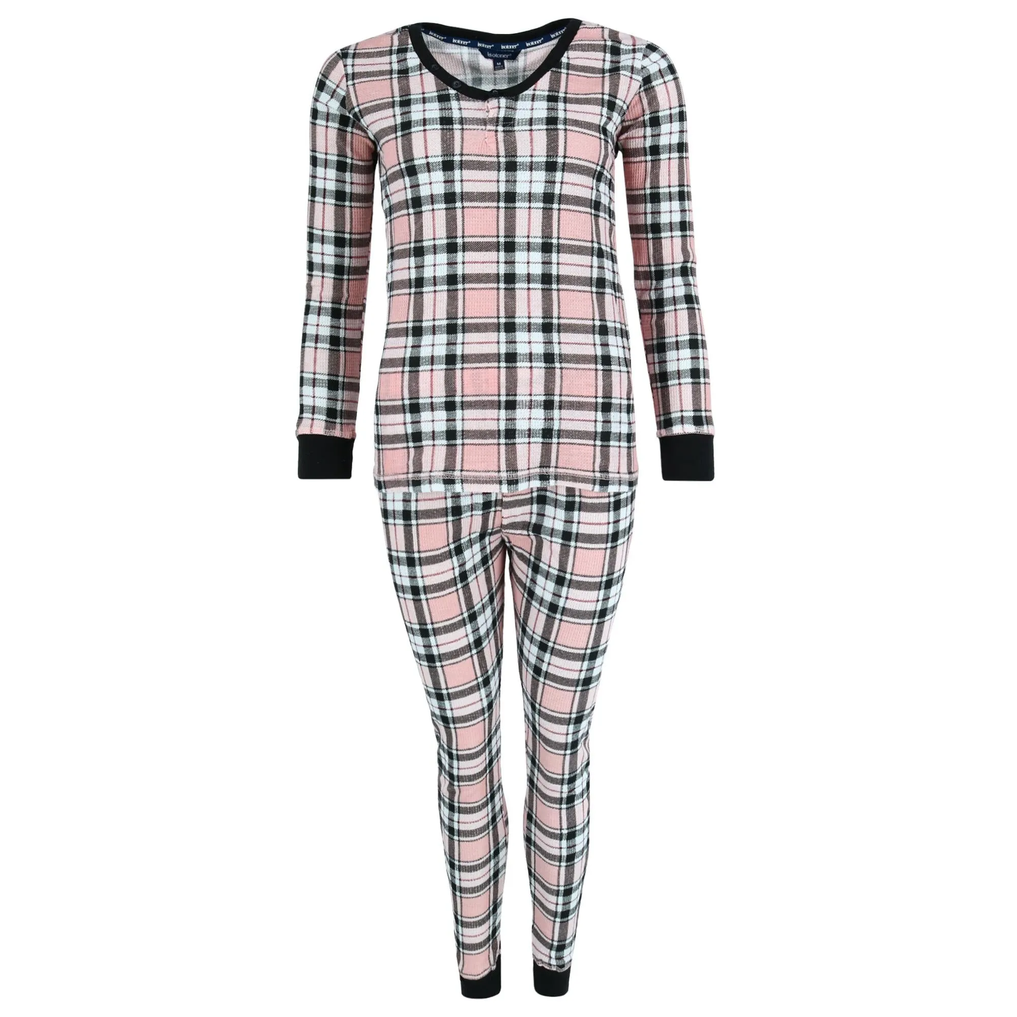 Women's Printed Waffle Weave Thermal Top and Bottom Set