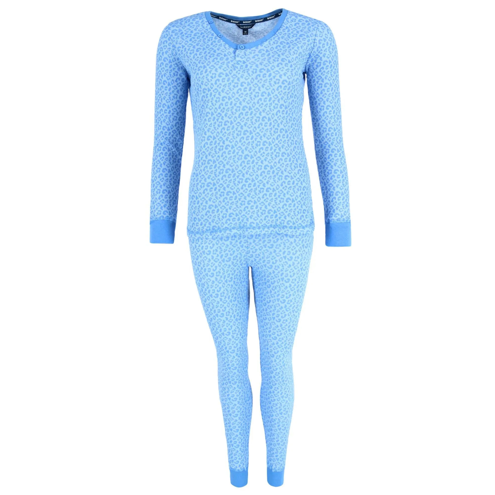 Women's Printed Waffle Weave Thermal Top and Bottom Set